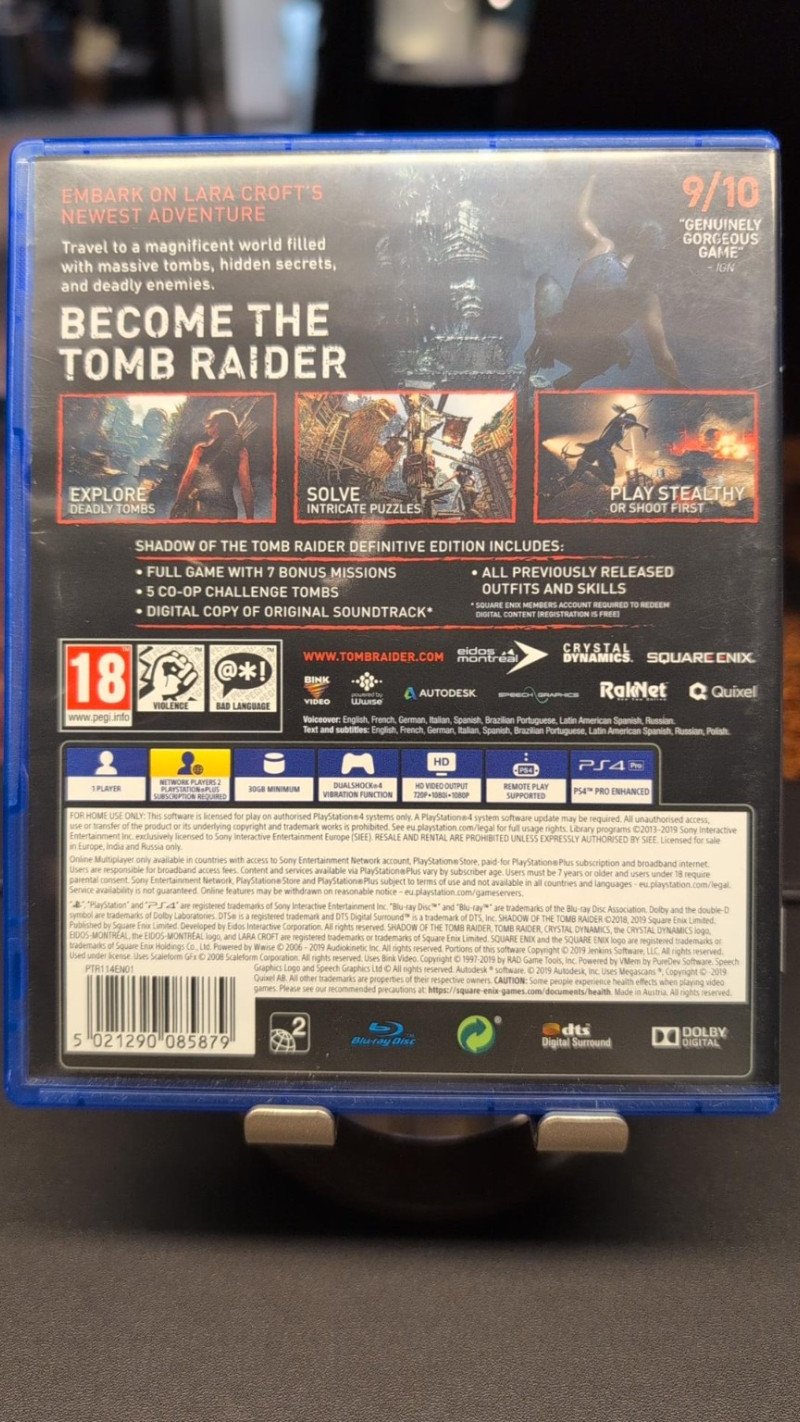 PS4 mäng Shadow of Tomb Raider